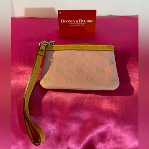 DOONEY & BOURKE Vintage Dusty Pink Signature Wristlet Approx size 6”x4”